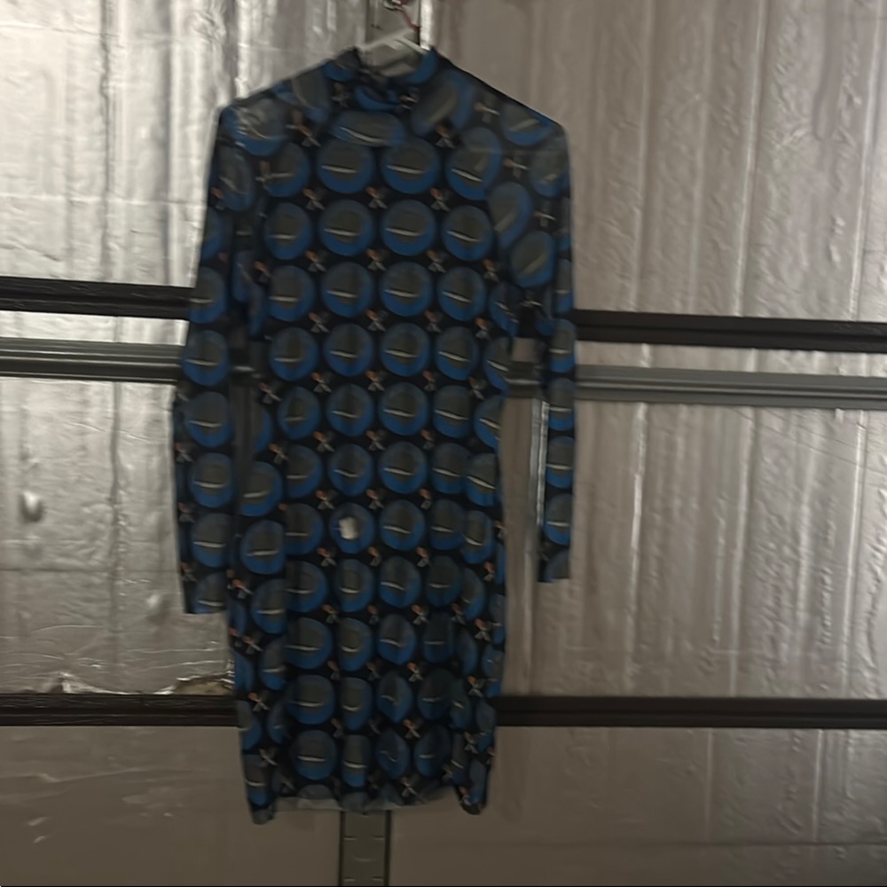 Rachel Antonoff Blue and Black Long Sleeve Polo Dress